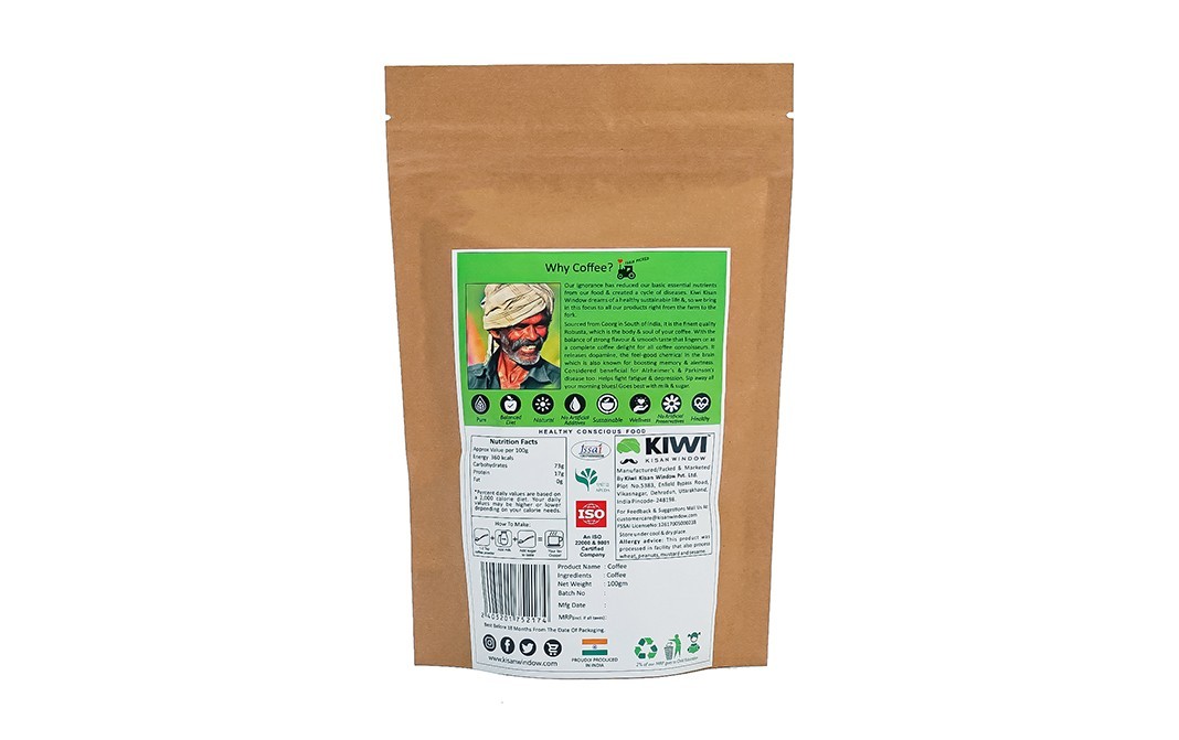 Kiwi Kisan Window Coffee    Pack  100 grams